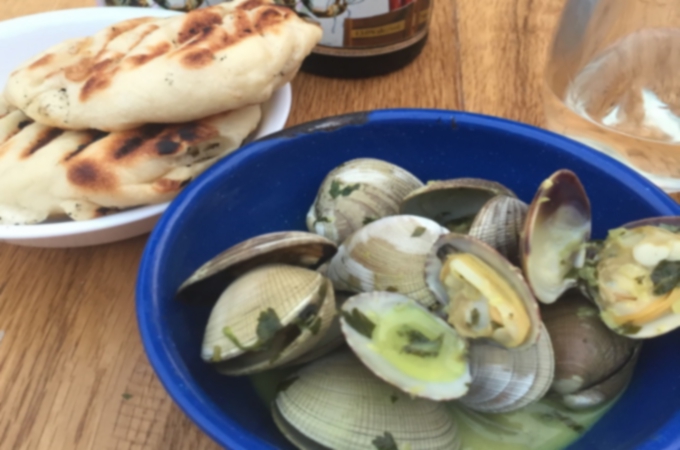 Thai Clams steamed in a coconut curry broth