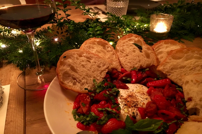 Cooking Club Holiday Appetizers Tomatoes and Burrata